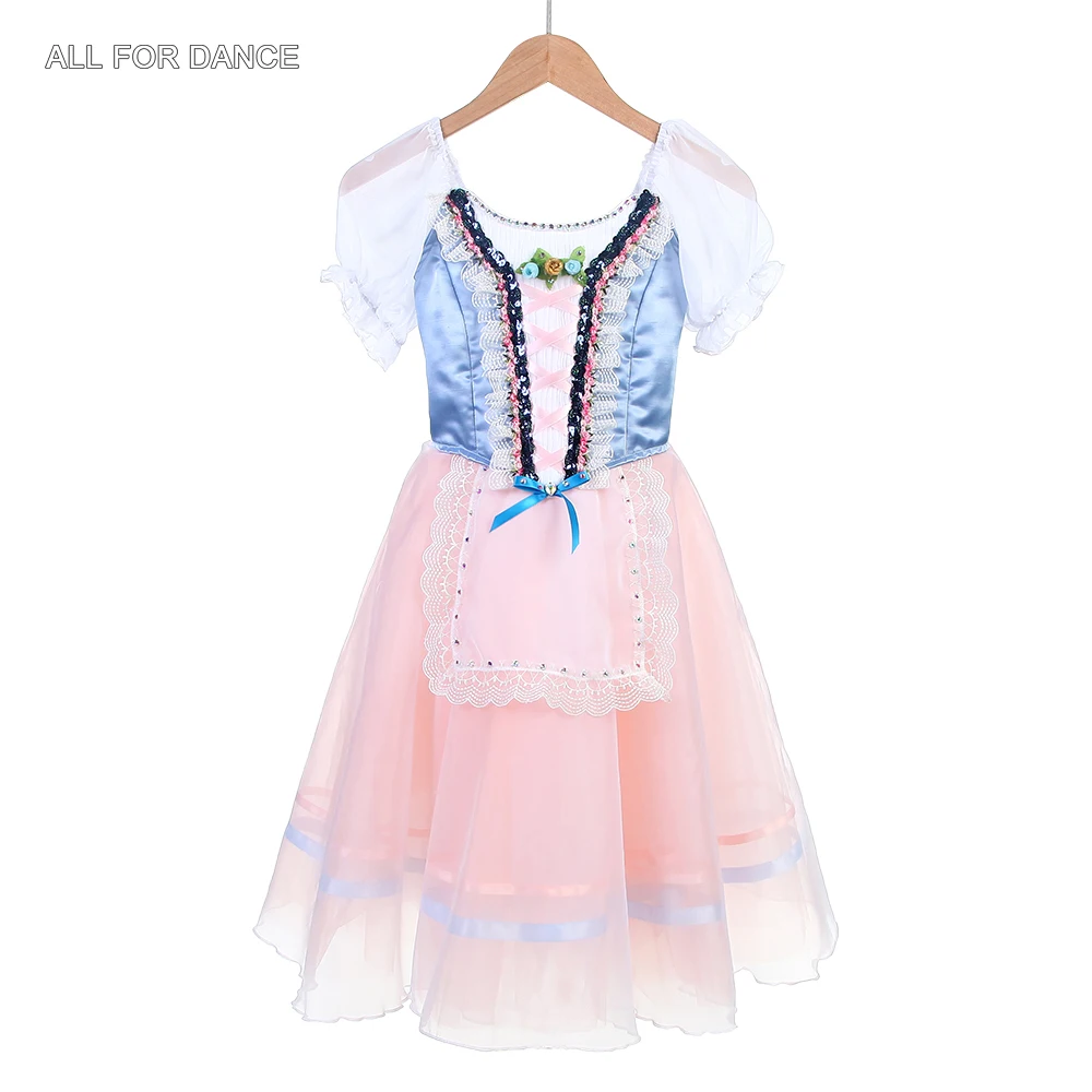 B24054 New Girls & Women Short Sleeves Customized Professional Ballet Tutu Blue Bodice with Pink Skirts Romantic Tutus