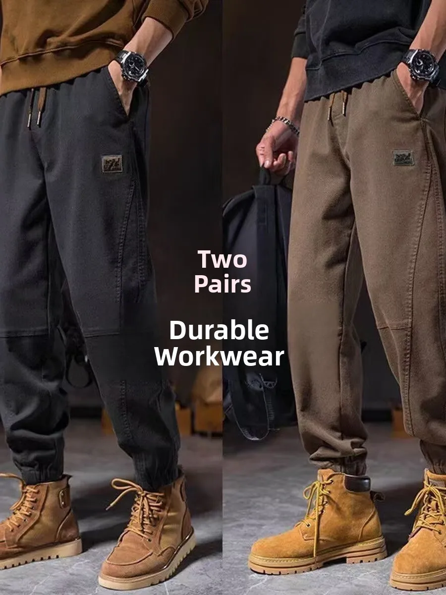 Men's American Workwear Pants Spring Autumn Wear Resistant Loose Cuffed Casual Harajuku Sports Trousers Fashionable Brand