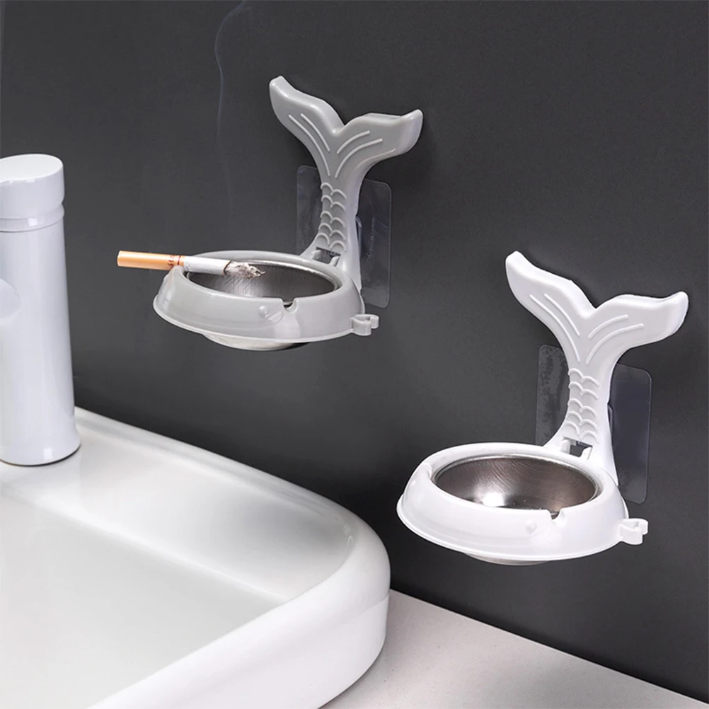 

4 Pcs Wall Mounted Ashtray Stainless Steel Windproof Large Capacity Smoke Collector Home Decor Bathroom Household Ash Container