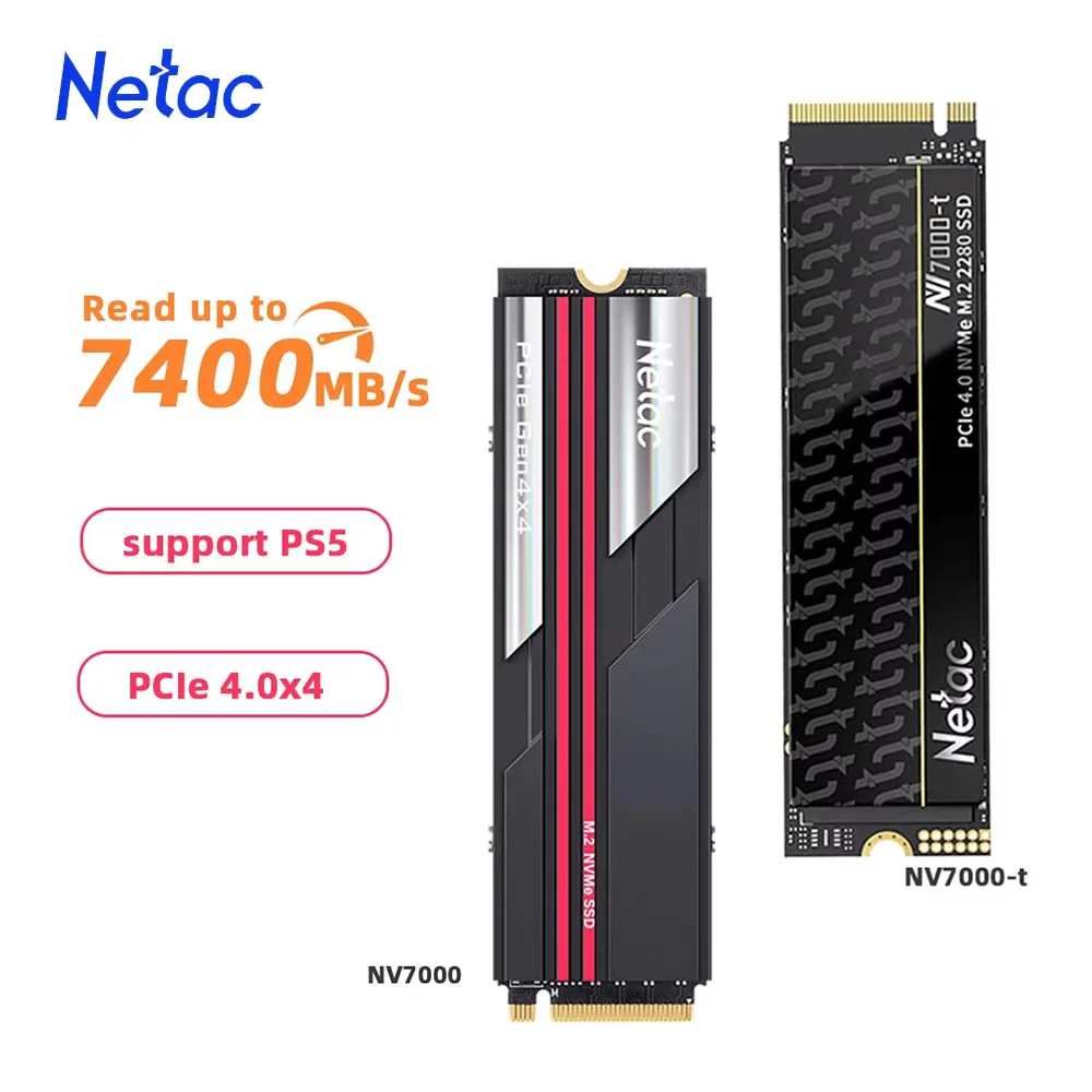 Netac 7400 MB/s SSD NVMe M2 2 TB 1 TB 512 GB 4 TB Disco rígido interno de estado sólido M.2 PCIe 4.0x4 2280 SSD para PS5 Laptop PC