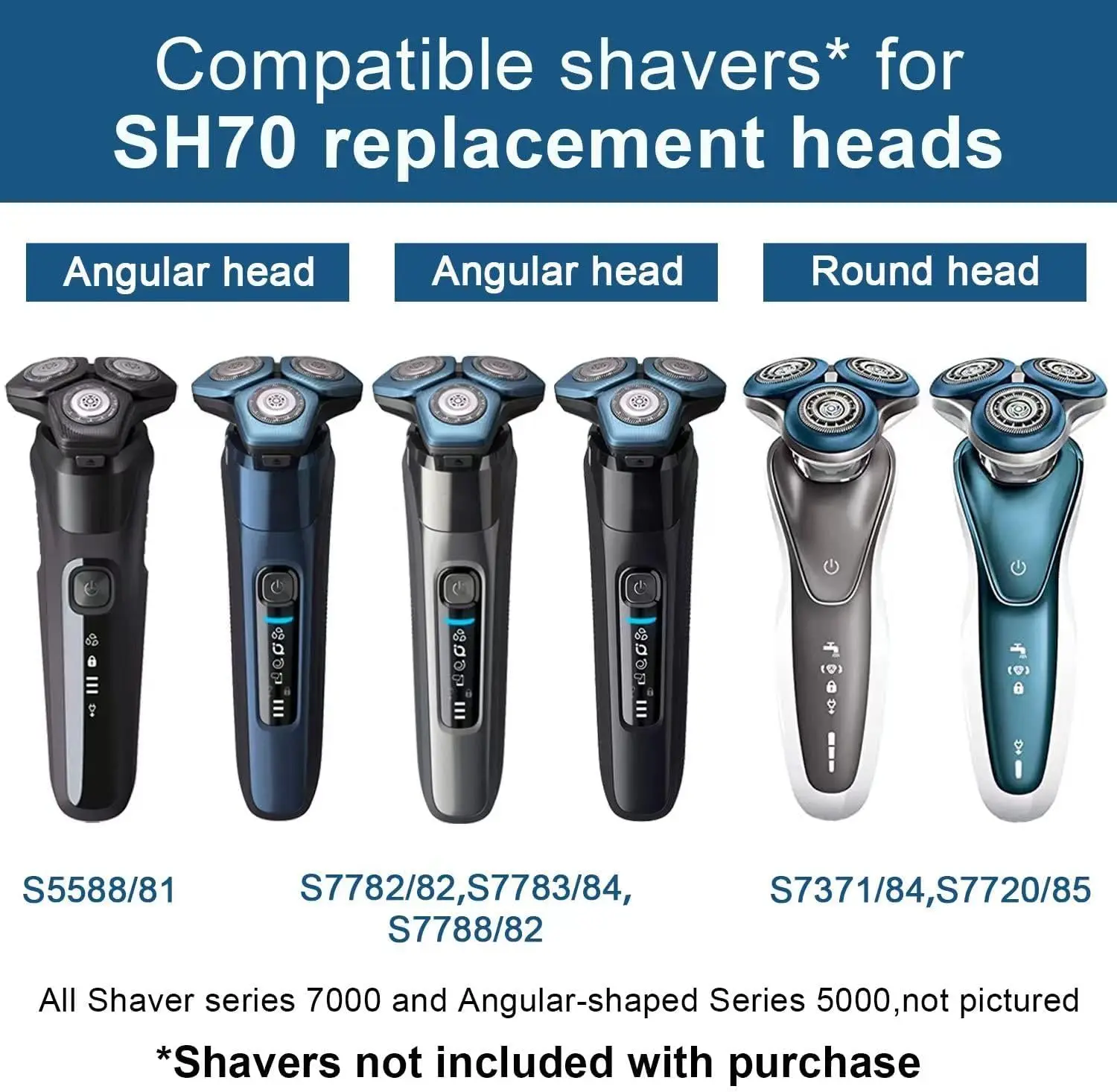 SH71 Replacement Heads Compatible with Philips Norelco Shaver Series 7000 and 5000 ,Blade for Philips Norelco S7782 S7788