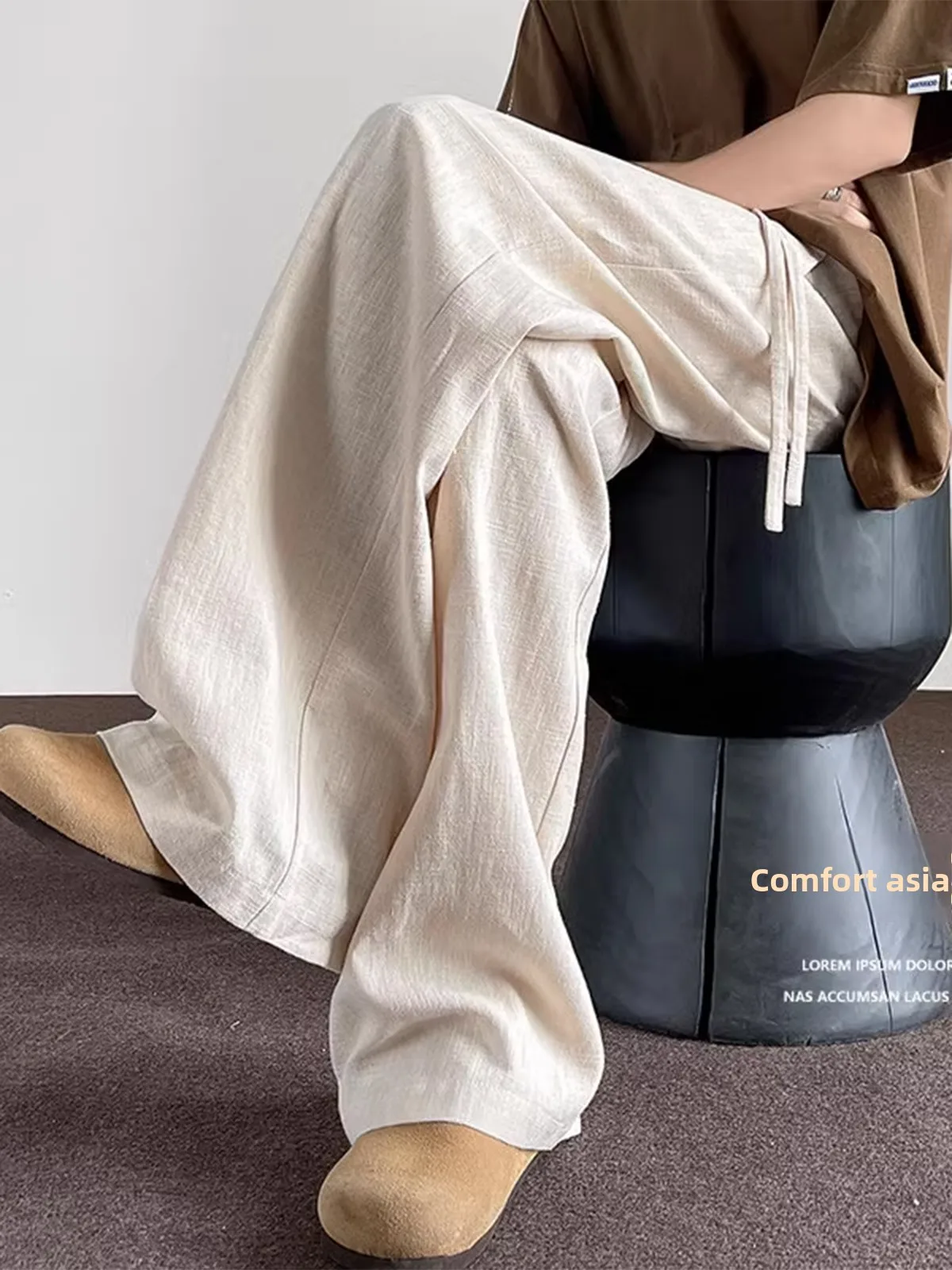 

Summer Thin Linen Cotton Casual Pants Loose Straight Wide Leg Sakamoto Brand Men's Retro Japanese Sle Comfortable Leisure T...