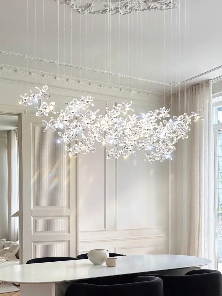 French Crystal Dining ChandelierFo Home Use Restaurant Lamp Luxurious And Modern Café Bar Counter Dining Table And Ceiling Light