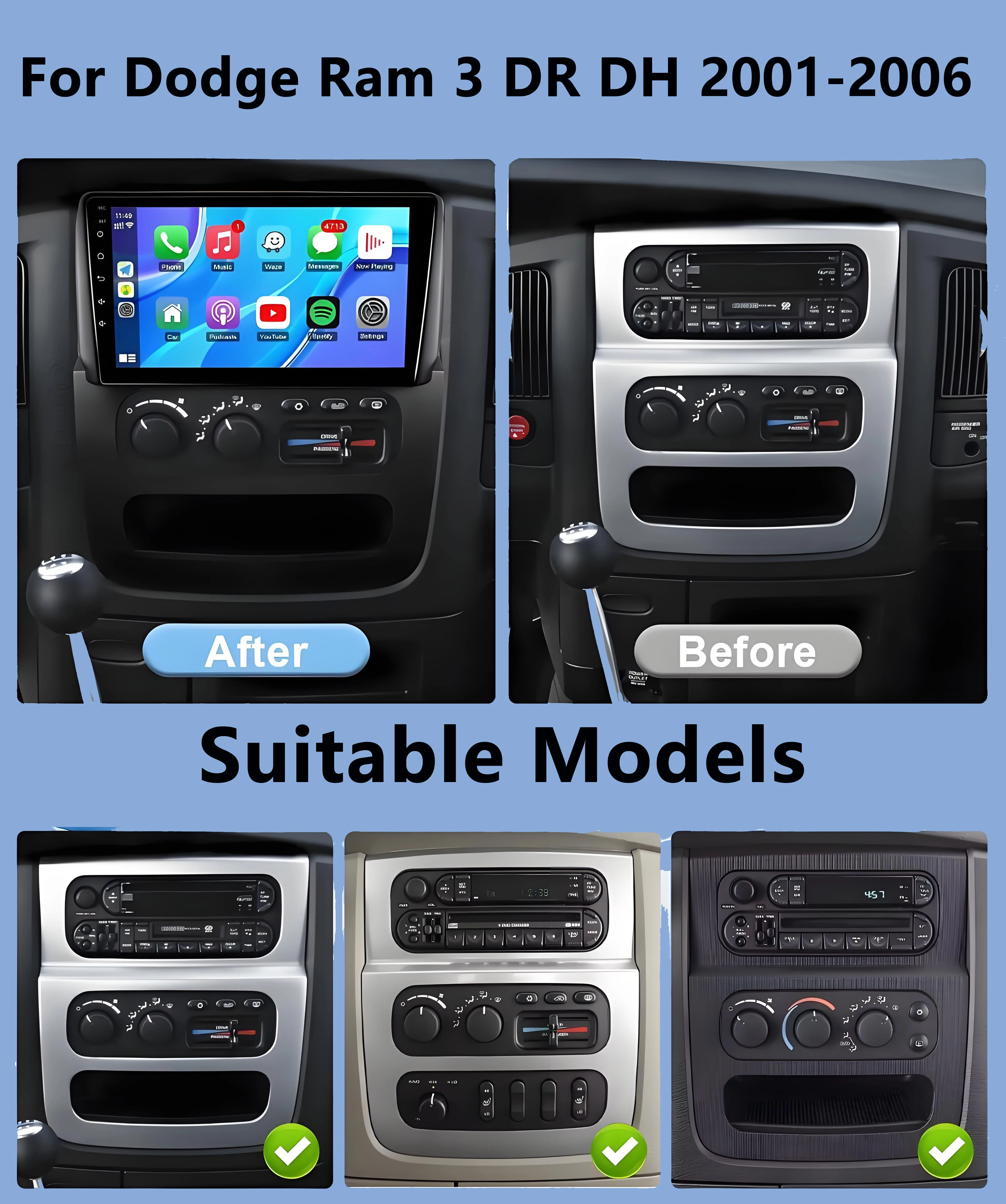Car Radio Android Auto For Dodge Ram 3 DR DH 2001 2002 2003 2004 2005 2006 Multimedia Player Carplay Stereo Head Unit Bluetooth