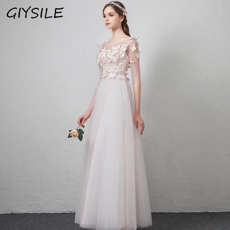 White Dress 3D Butterfly Decoration Dreamy and Simple Temperament Wedding Dress Ground Level Performance Dress Marriage Dress