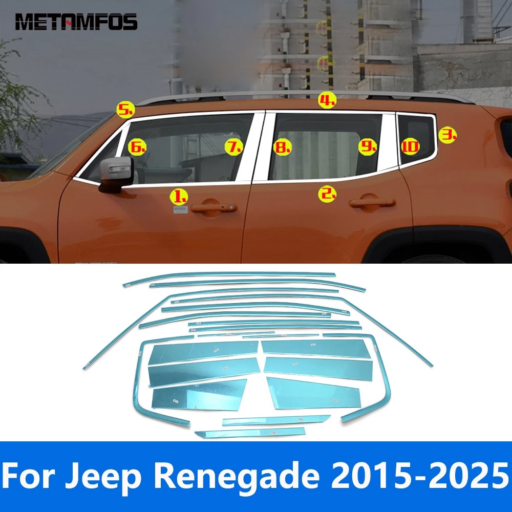 

Для Jeep Renegade 2015-2022 2023 2024 2025 из нержавеющей стали, полный порог, центральные стойки B C, отделка автомобильных аксессуаров