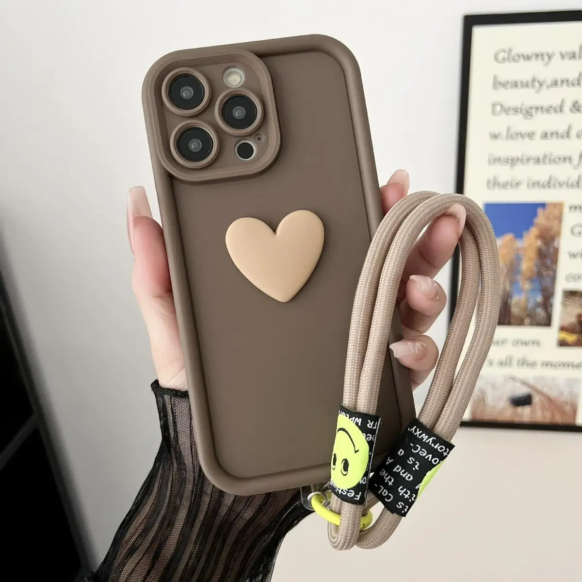 3d amor coração caso de telefone para xiaomi redmi nota 14 pro 5g caso note13 13 4g 14pro + proplus casos com cordão capa macia funda