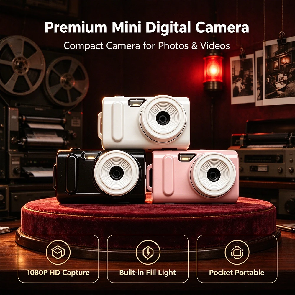 Compact Mini Digital Camera Portable Vlog Camera Color Screen Small Camera For Kids Students Travel Photo Video Shooting