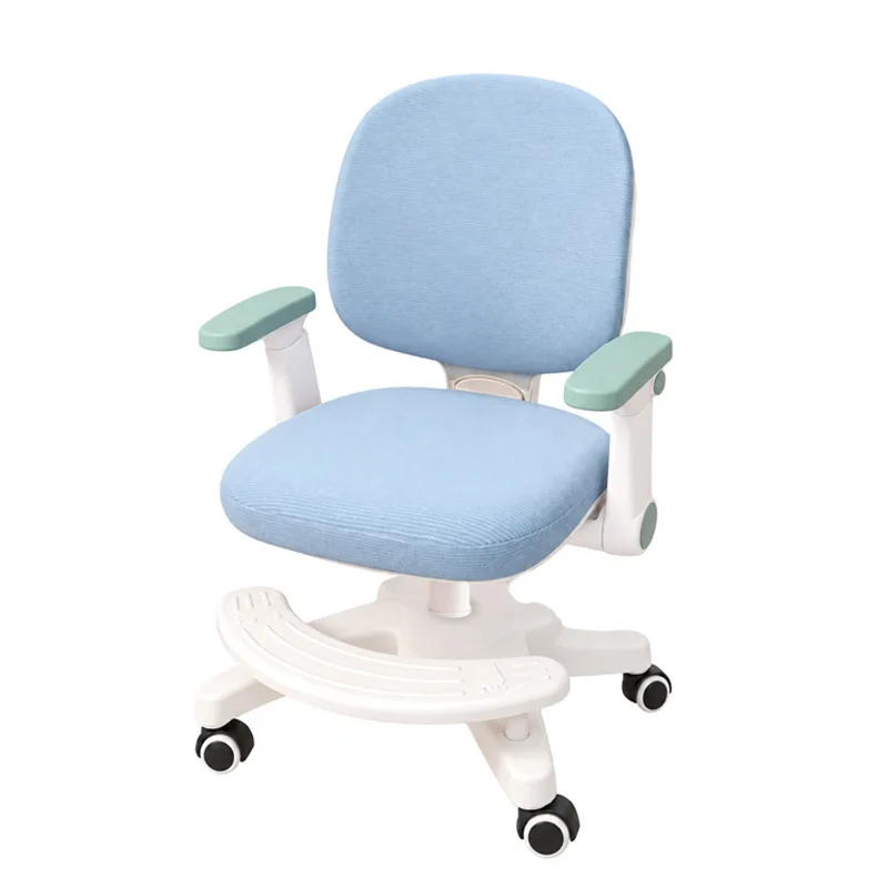 Kids Study Chair Posture Correcting Height Adjustable Breathable Fabric Thick Padding Back Support Student Desk Chair