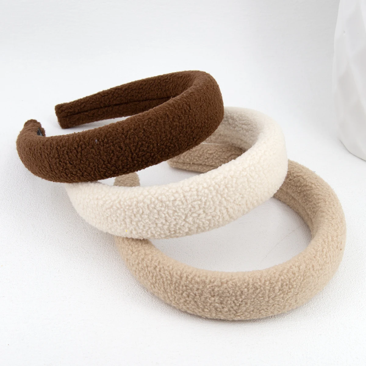 3.5cm Wider Padded Headband for Women Vintage Solid Thick Hair Hoop Woollen Hairband Sponge Hair Band Girls Hair Accessories