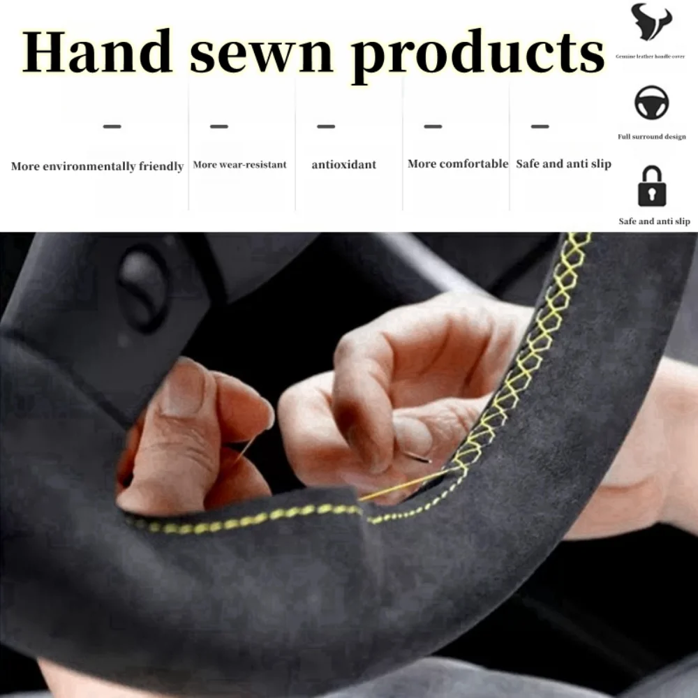 Car Steering Wheel Cover For Porsche Taycan Boxste Panamera Macan Cayenne 718 911 9YA 971 Customized Suede DIY Steering Wrap - Image 4
