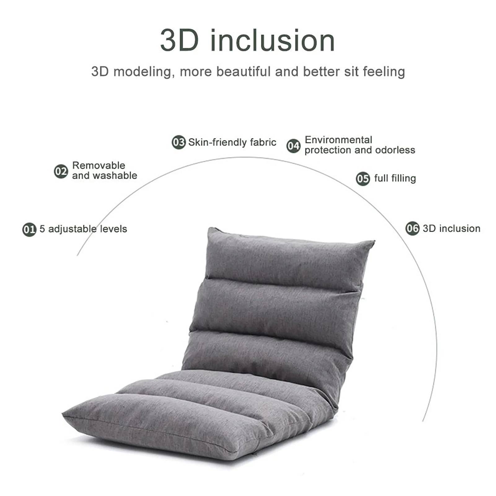 Japanese Style Floor Chair Folding Adjustable Lazy Sofa Chair Floor Sofa Chair Padded Lounger Soft Recliner with Back Support