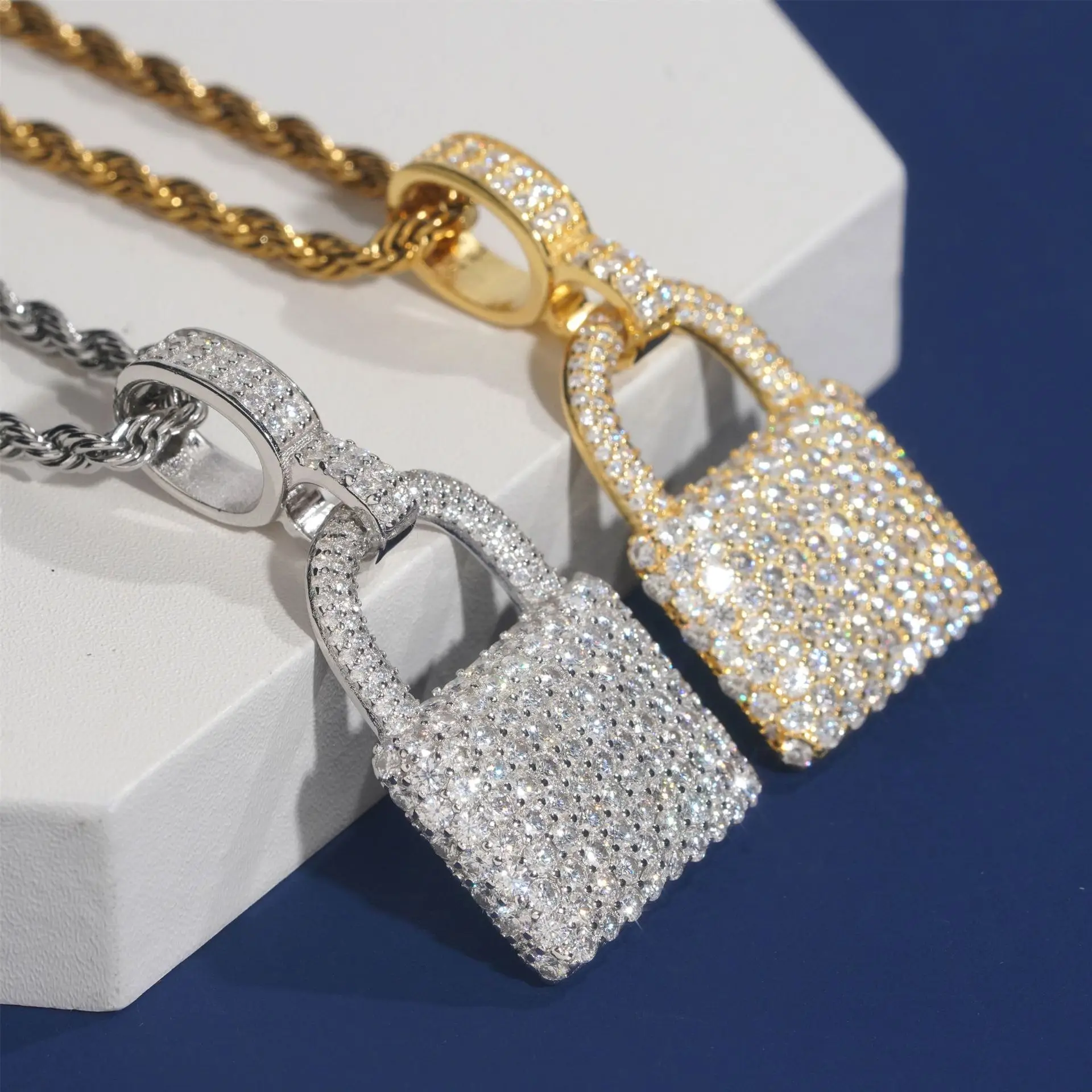 Hip Hop Pendants Iced Out Jewelry 925 Silver Lock Design Charm Pendants With GRA Certificate VVS Moissanite Diamond