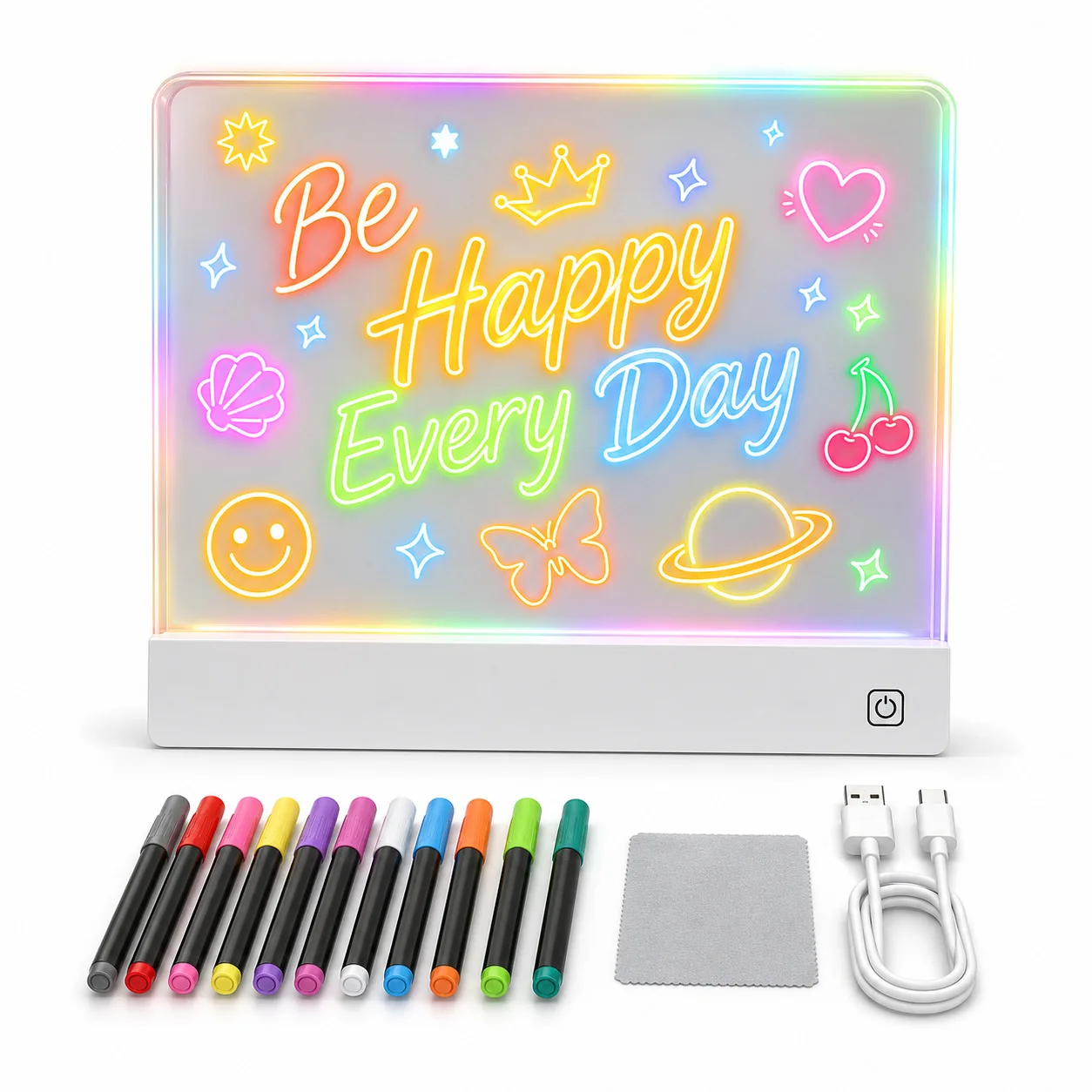 Touch-to-charge LED notepad, light-up drawing board, message board, drawing book, writing board with stand, colorful DIY view 2