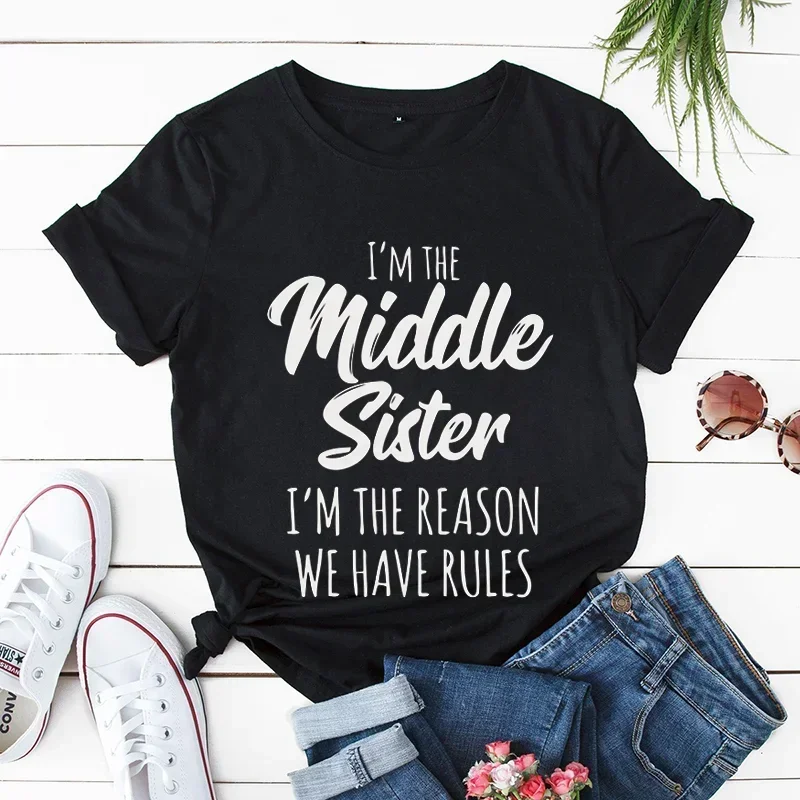 Family Rules Women T Shirt Women Tshirt Ladies Tee Shirt Funny Sister Sibling Tops Oldest Sister I Make The Rules Print Clothes