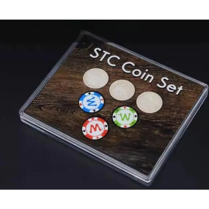 STC Coin Set Coin Change Penetrate Magia Close Up Illusions Magic Tricks Gimmick Props Multiplying Silver Coins to Chip Magica