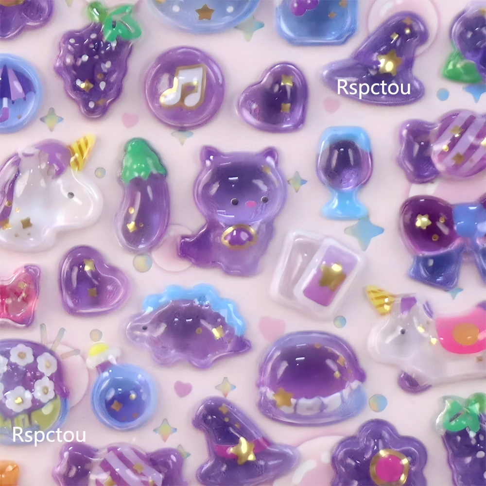 

4pcs Kawaii Cartoon Animals 3D Relief Stickers Cute Cat Bear Fish Crystal Decals Notebook Phone Fridge Funny Sticker Wholesale