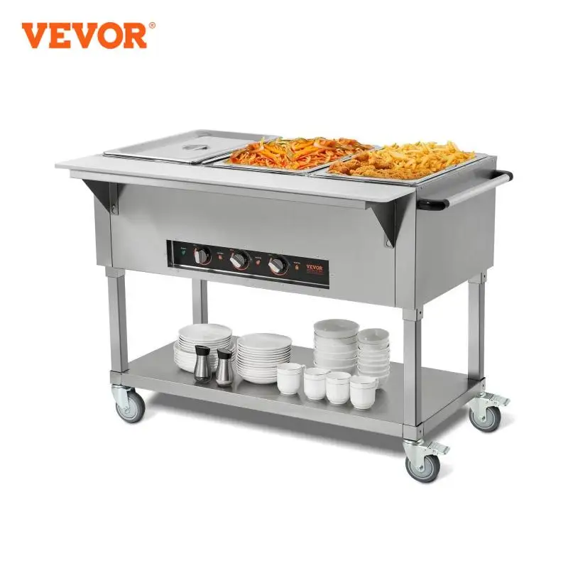 VEVOR 2 3 4 5Pan Commercial Food Electric Steam Table Professional Buffet Catering Food Warmer Food Grade Stainless Steel Server