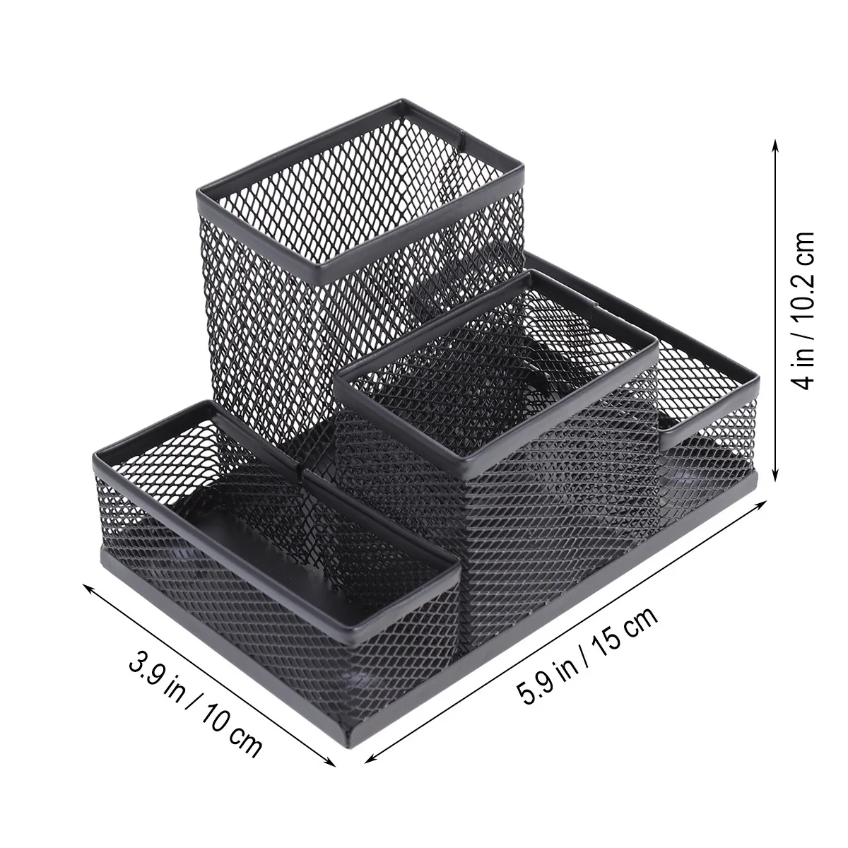 4 Compartment Iron Wire Mesh Pen Holder Metal Desk Organizer for Pens Cards Small Sundries Storage Stationery Container Home