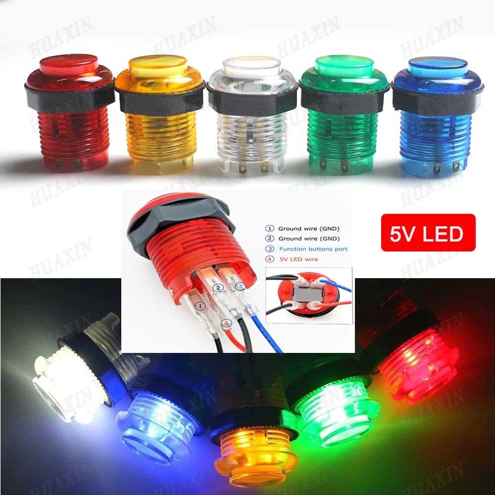 Arcade Button 30mm Full Color 5V Illuminated Push Button Built-in Switch For DIY Arcade Game Console Mame Jamma Raspberry Pi