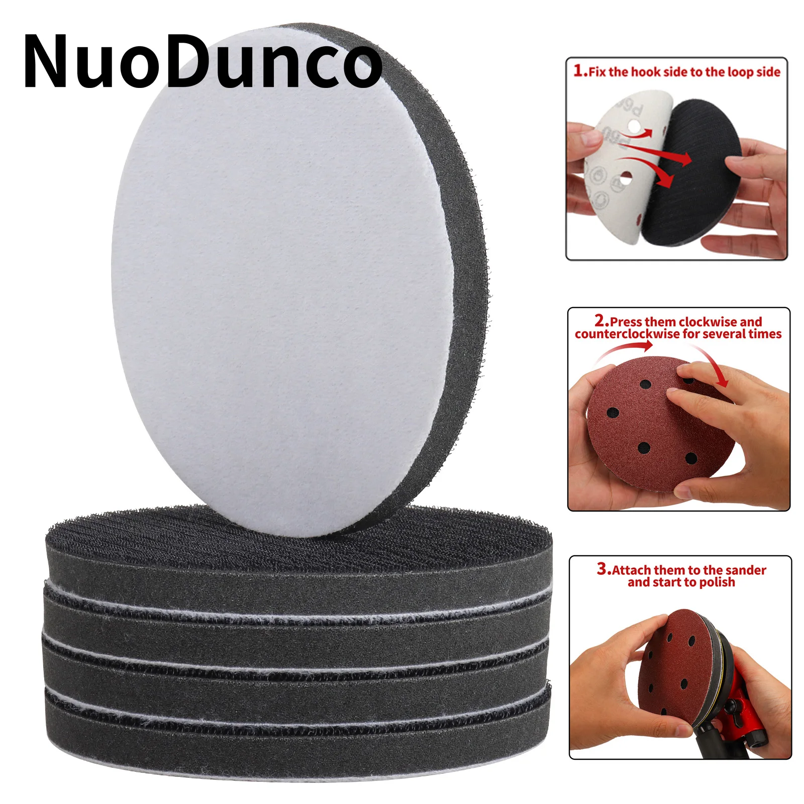 Almohadilla de interfaz de esponja suave de 2/3/5 pulgadas, gancho y bucle, cojín de esponja suave, almohadilla amortiguadora para lijadora, accesorios Dremel, herramienta eléctrica, 5 uds.