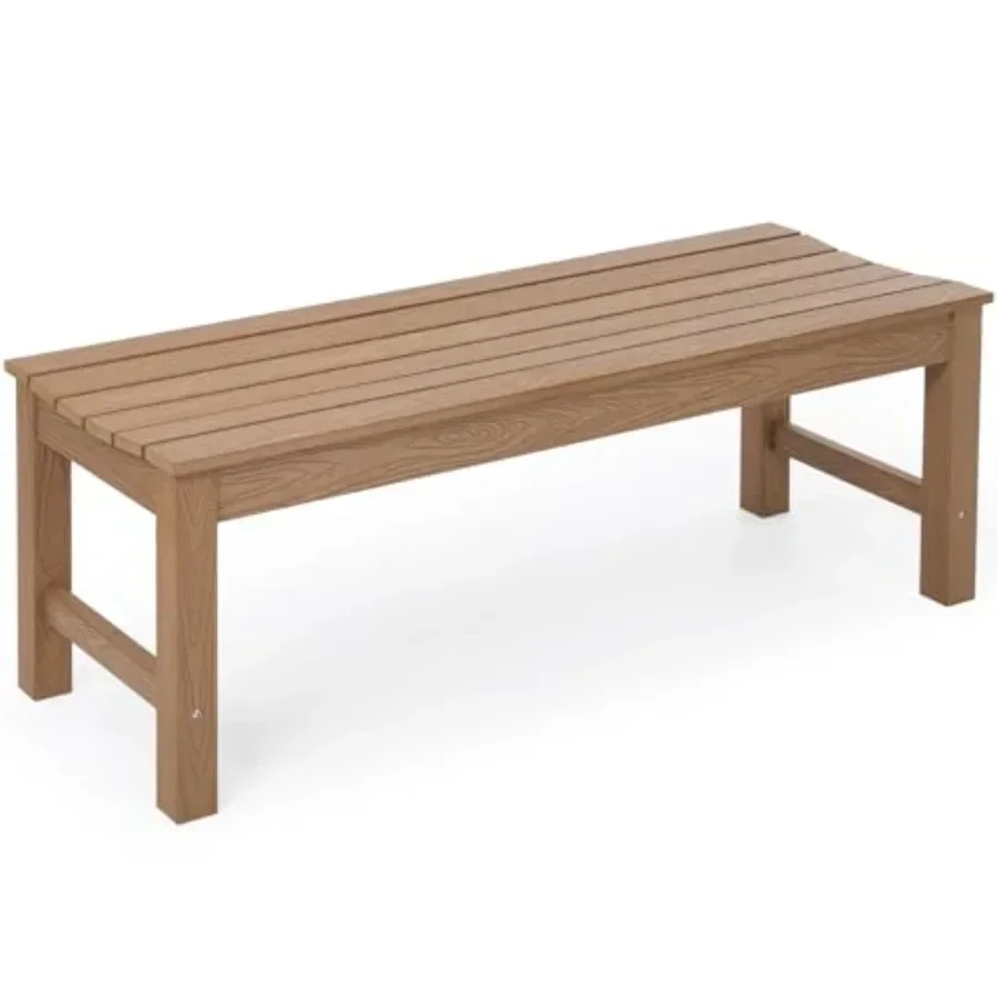 Outdoor Bench, 2-Person Patio Backless Bench with 800 lbs Weight Capacity, All-Weather HIPS Garden Bench, Enteyway Bench, Never