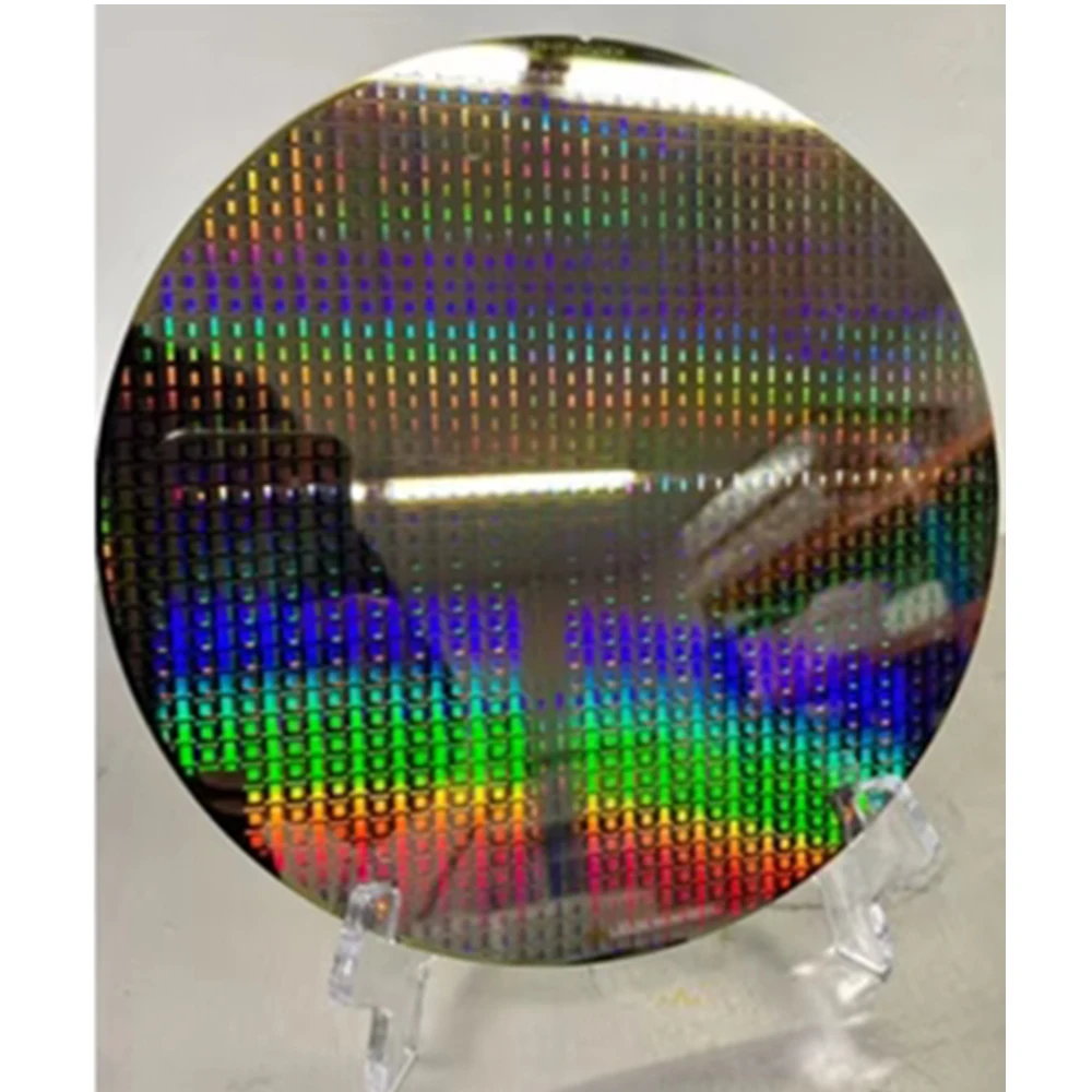 Silicon Wafer 8-Inch Wafer Lithography Chip Silicon Wafer Semiconductor Exhibit Silicon Wafer Dummy Wafer + Wafer Case + Holder