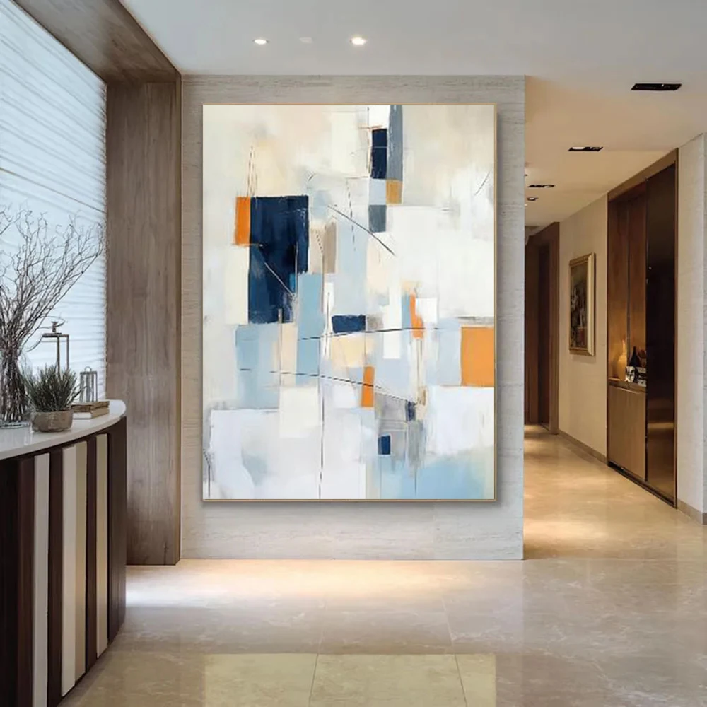 

High Quality Large Knife Canvas Poster 100% Handmade Blue Oil Painting Wall Art Picture Artwork Mural For Living Room Decor Gift