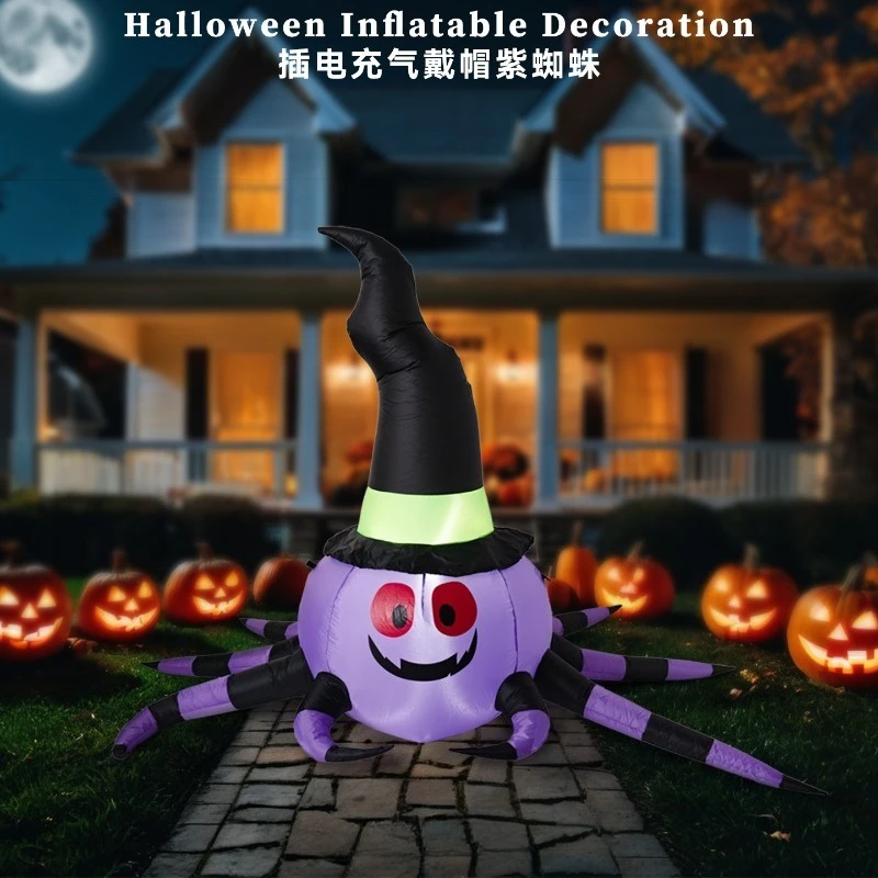 Halloween Floor Lamps Decoration Ghost Festival Inflatable Mold By Spider Wearing Witch Hat Inflatable Model Artistic Ornaments