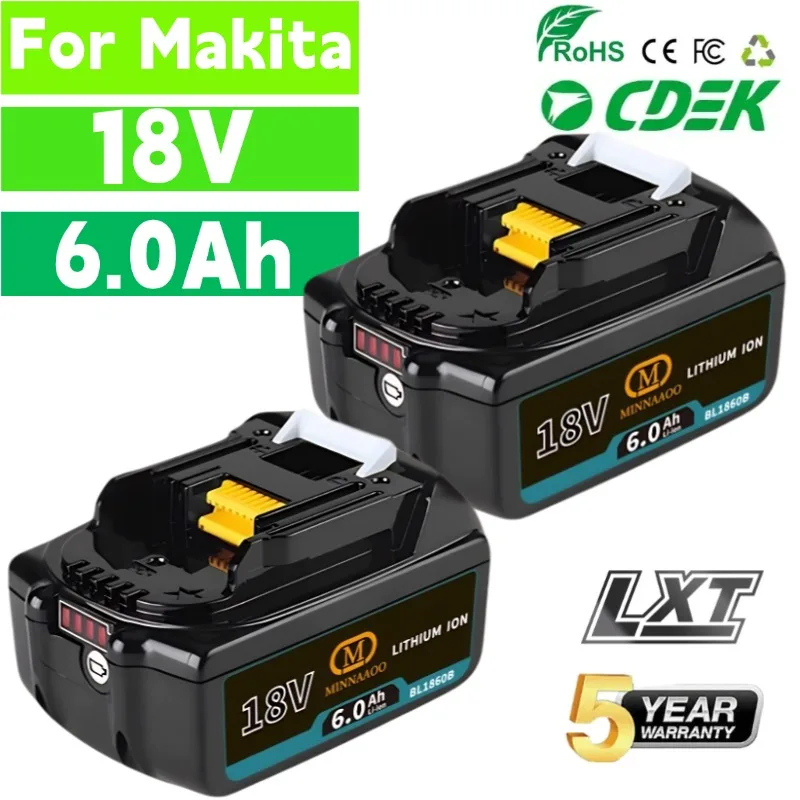 

NEW 100% Original For Makita 18V 6Ah Battery BL1860/BL1850/BL1830 for Cordless Drills & Power Tools LXT400