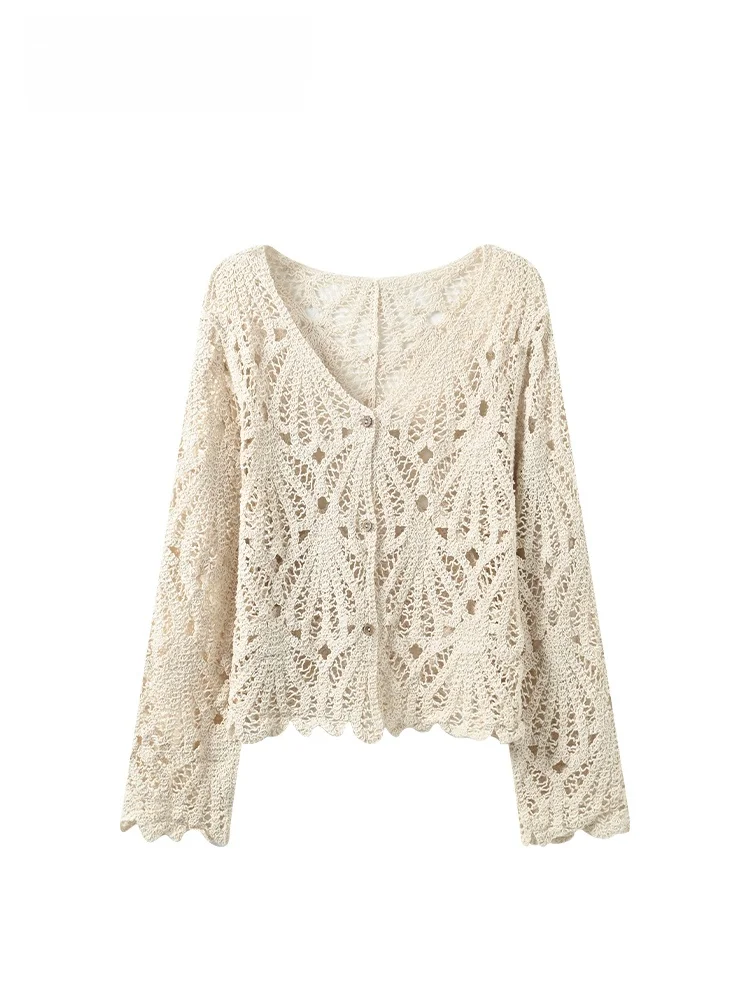 

Cara CLUB plus Size Hollow out Long Sve T-irt Women Early Autumn New Sle Fat Sister Ele Anti-Aging Meat Covering Top