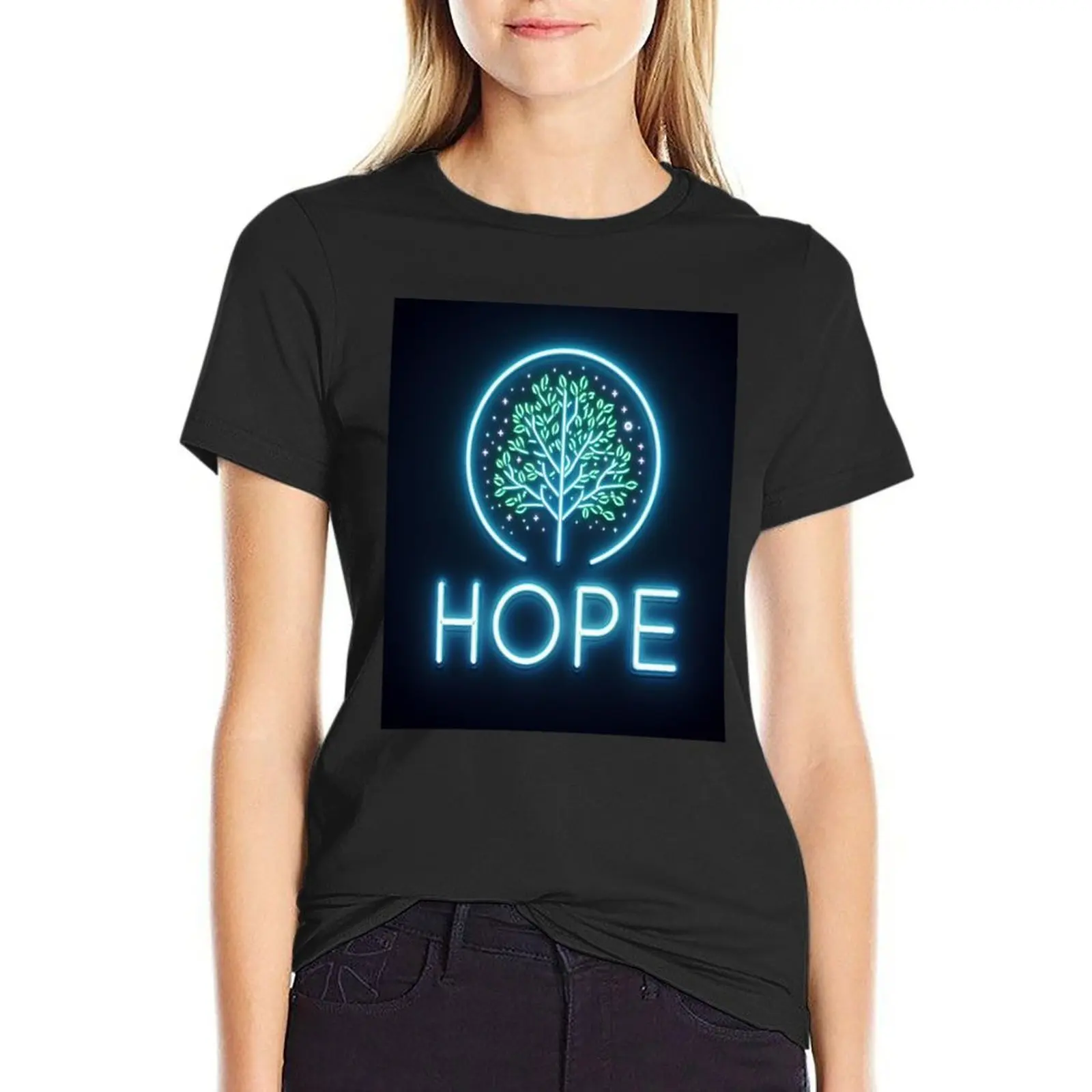 

Hope Is New Life neon line T-Shirt customs summer clothes anime clothes vintage clothes t shirts for Women