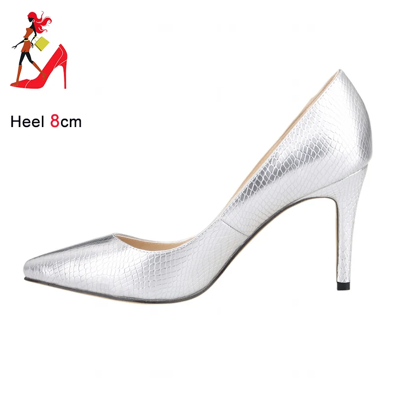 

Женские туфли с крокодиловым принтом, новые женские туфли-лодочки с тиснением, красные блестящие туфли на шпильке с острым носком, вечерние свадебные туфли 8 см для женщин