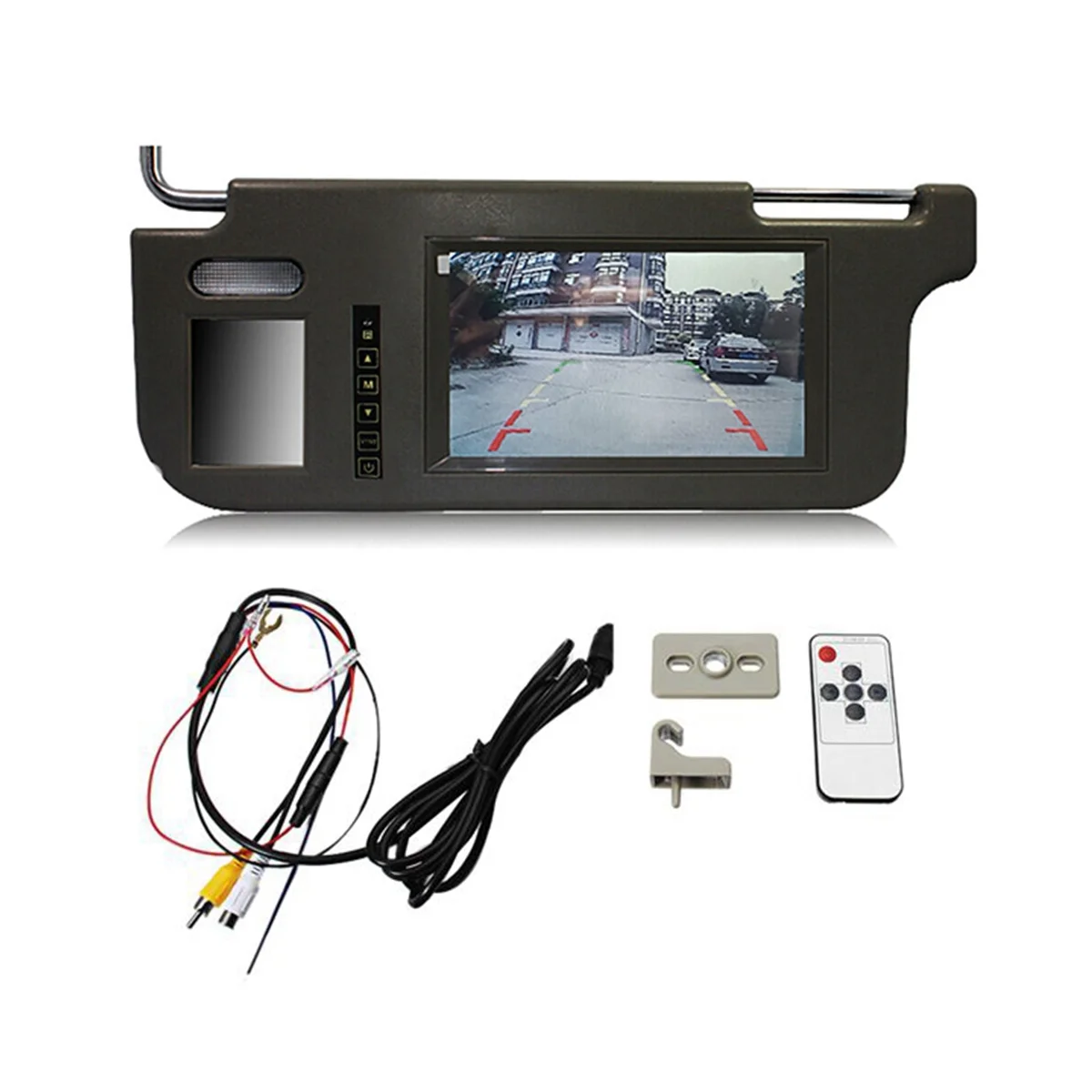 7Inch Black Car Left Sun Visor Rear View Mirror Screen LCD Monitor 2 Channel Video