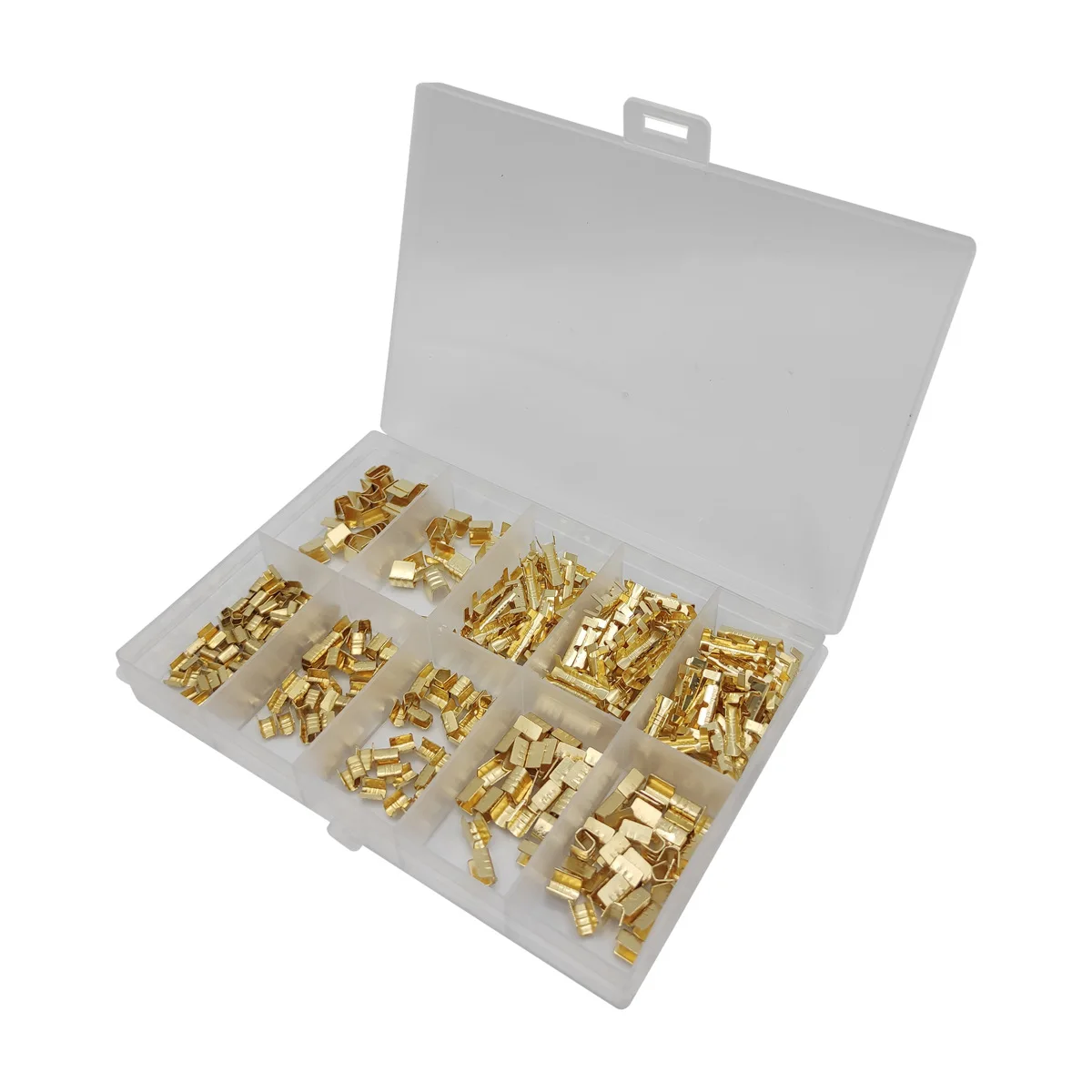 380Pcs U-shaped crimping buckle box packaging  Brass parallel buckle  Crimping cap  Wire connectors