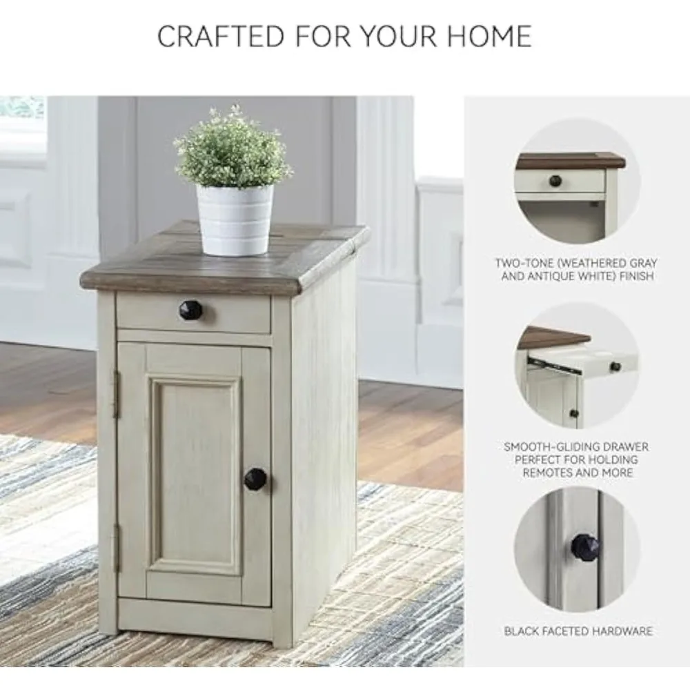 طاولة جانبية لكرسي Ashley Furniture Signature Design-Bolanburg بجانب الكرسي، 14 بوصة عرض × 24 بوصة عمق × 23 بوصة ارتفاع، غسيل أبيض