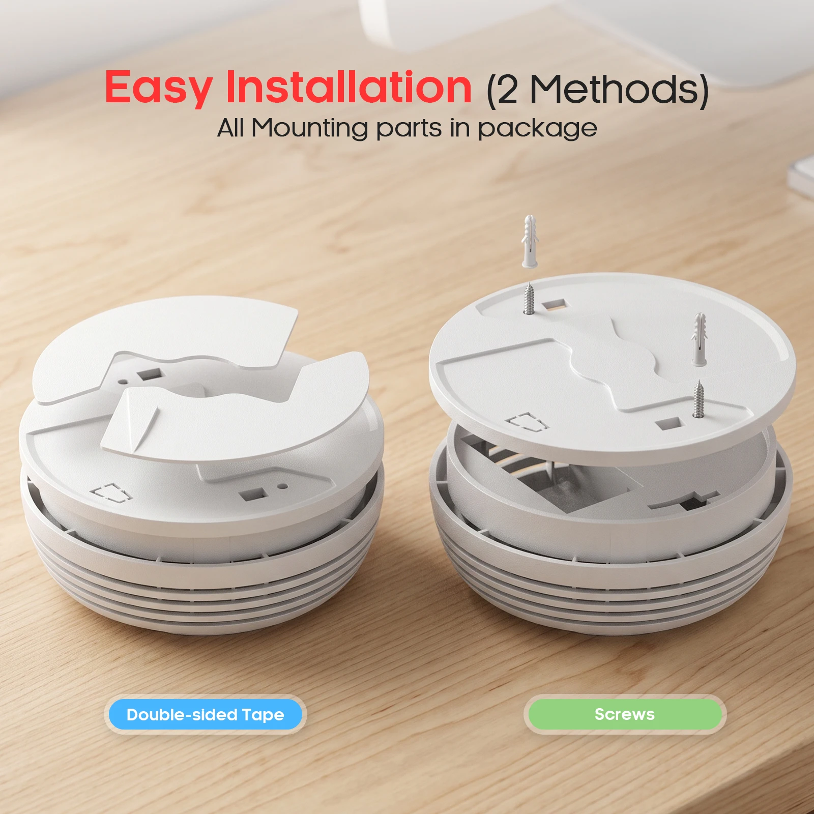 DC 9V Smoke Alarm Battery Powered 85dB 360° Real-time Detection Smoke Detector For Bedroom Garage Hallway Apartment Security