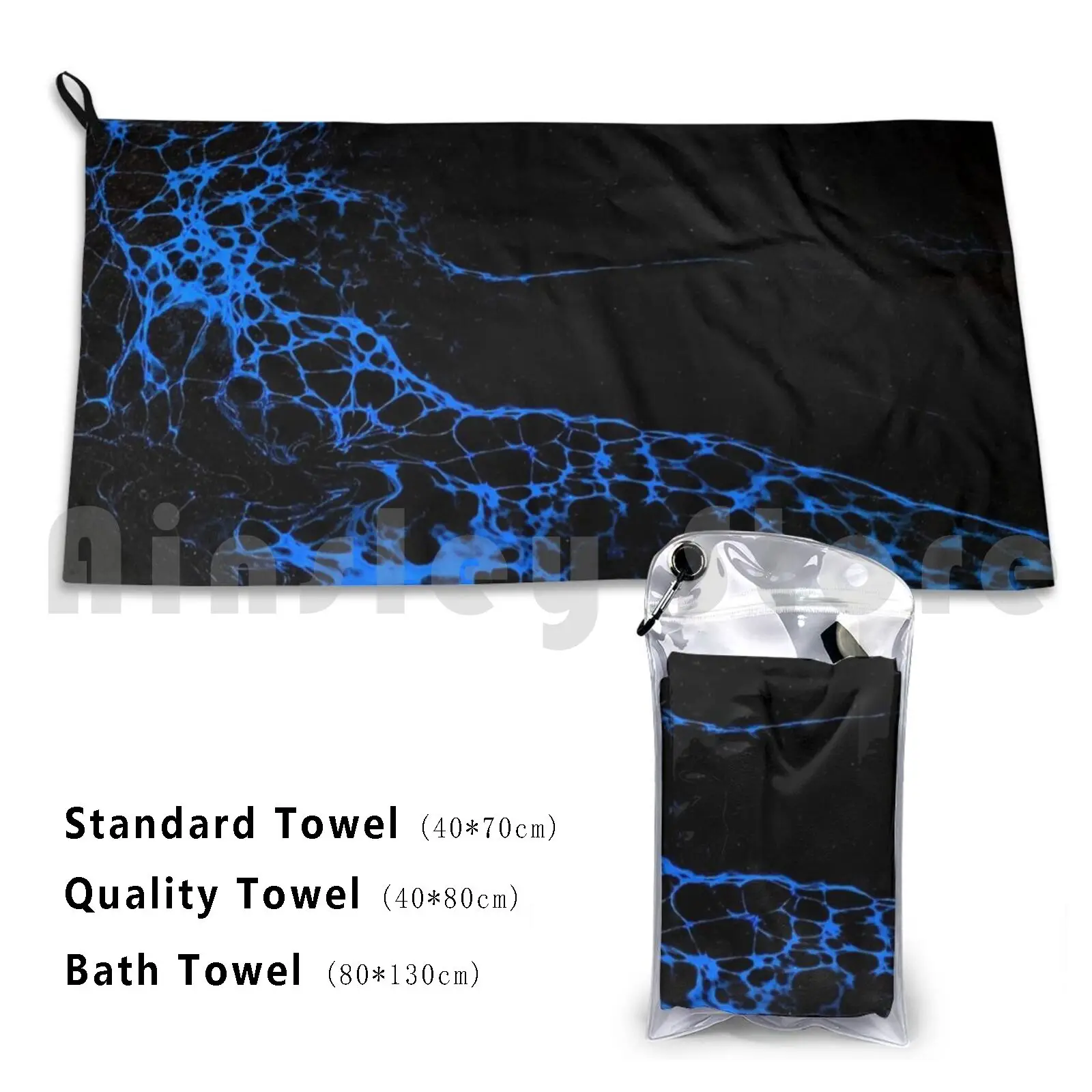 Deep Sea Acrylic Pour Painting Bath Towel Beach Cushion 2799 Fine Art Original One Of A Kind Flow Flow Art