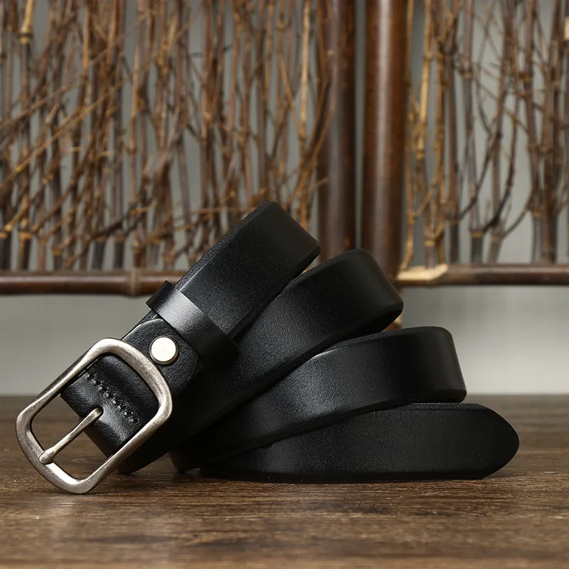 2.9CM Fashion Trend Leather Belt for Women, Genuine Top Layer Cowhide, Simple Casual Versatile Waist Belt