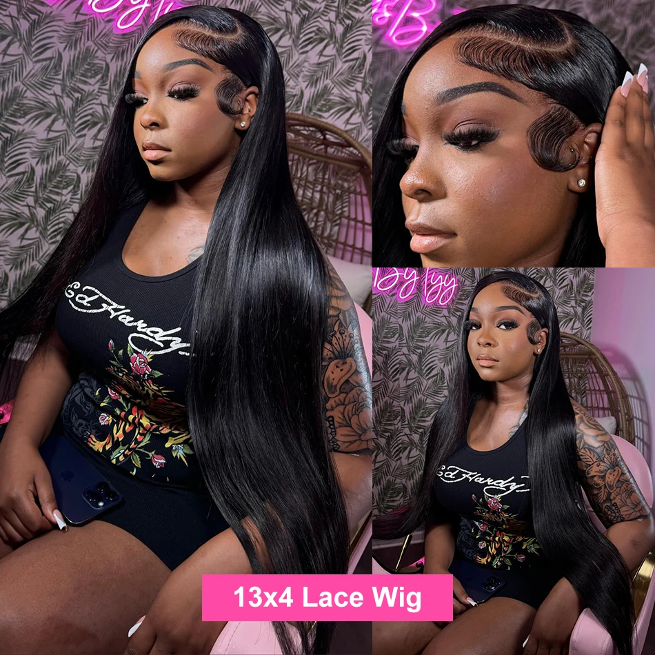 250 Density Bone Straight 13x6 HD Lace Frontal Human Hair Wigs Brazilian 30 40 Inch 13x4 Lace Front Wigs For Women Pre Plucked