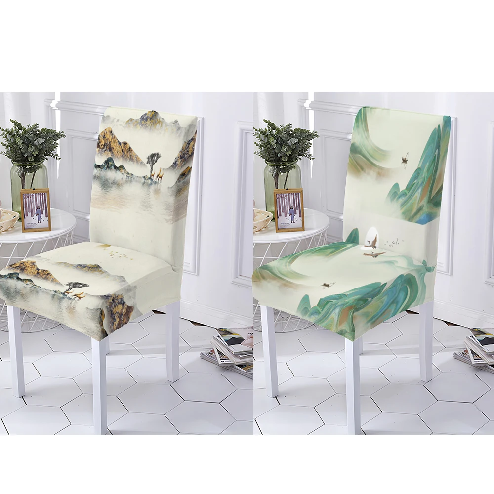 Chair Cover Landscape Seat Cover Simple Protective Cover Washable Party Multi-Function General Decoration 1/2/4/6pcs