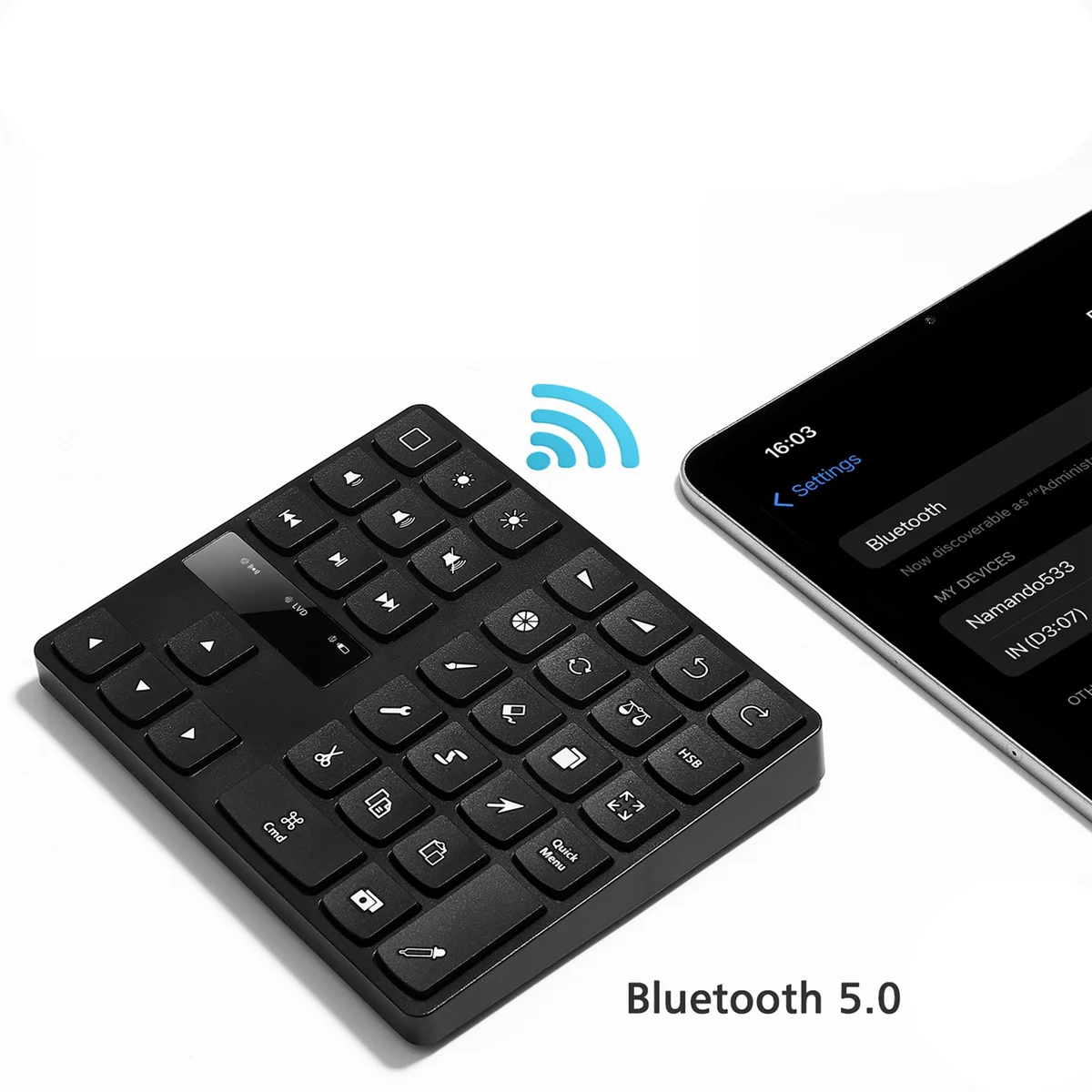 

Optimal Bluetooth Drawing Keypad , 35 Keys Rechargeable Wireless Keyboard for Procreate, and Drawing Shortcuts Graphic