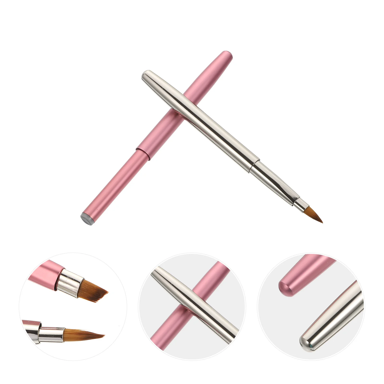 

2Pcs Portable Makeup Brush Kit Dual Ended Eyebrow Lip Brush Soft Bristle Travel Friendly Accessories for Beginners and