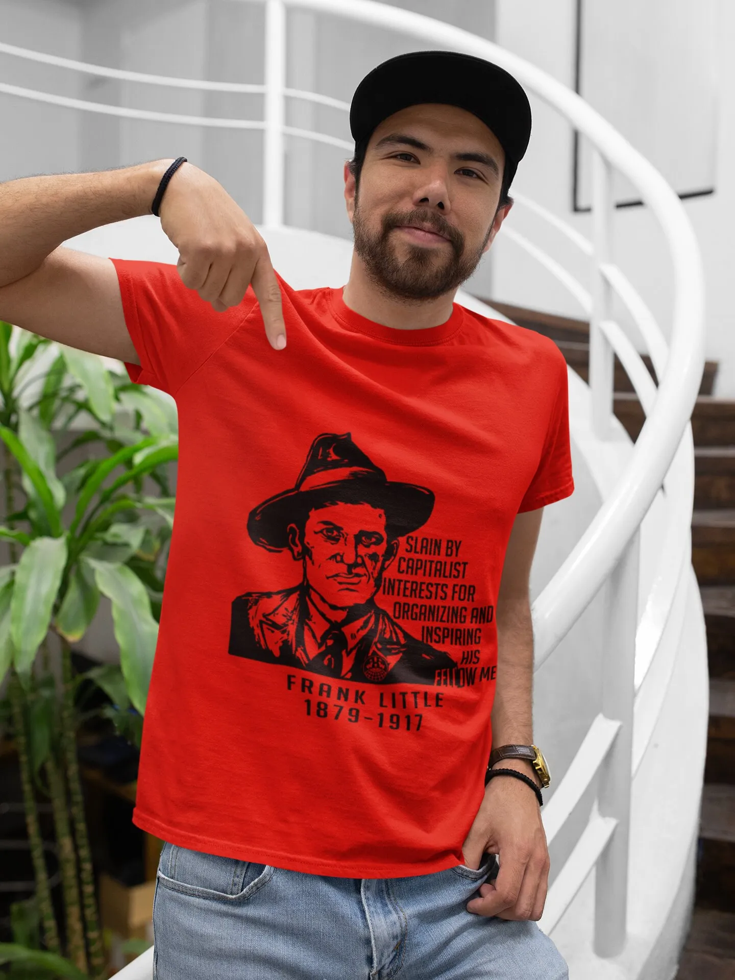 Frank Little Memorial T Shirt 'Slain by Capitalist Interests for Organizing and Inspiring his Fellow Men'