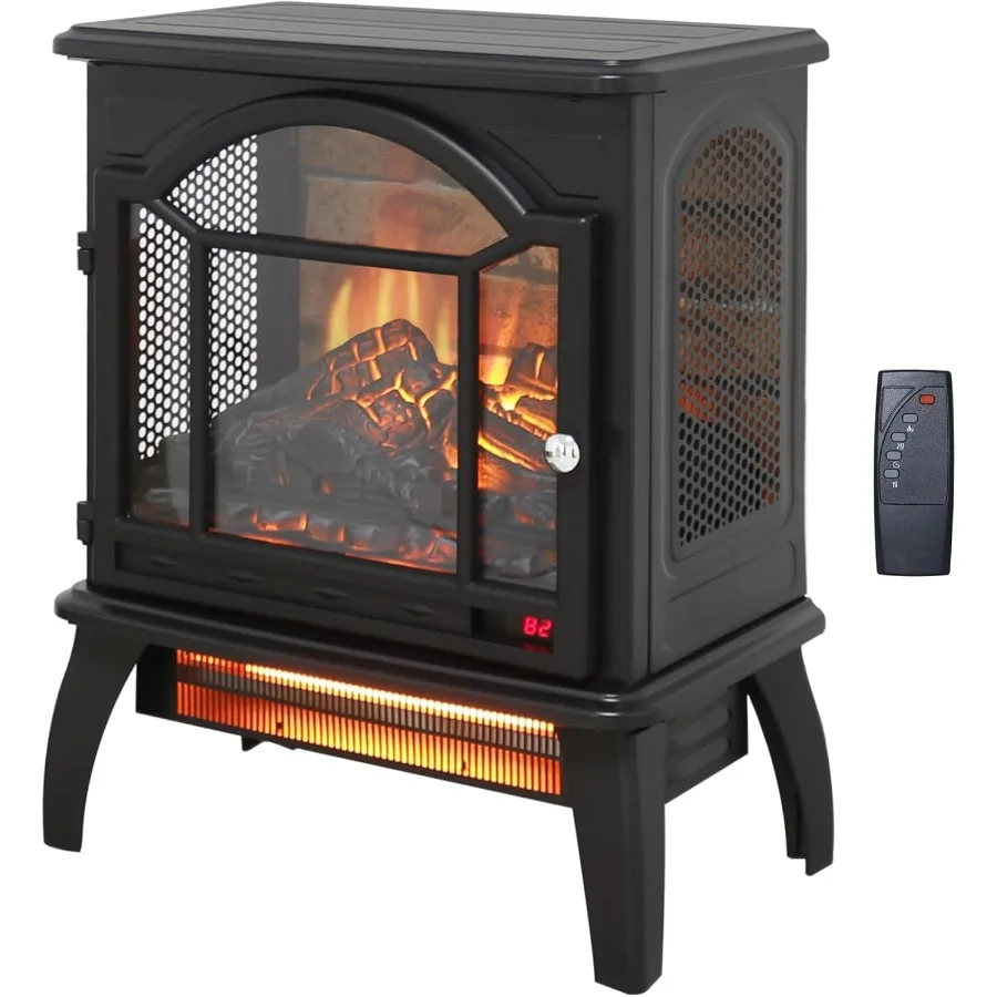 

18 Electric Fireplace Heater for Living Room or Bedroom Freestanding Design with Realistic Flame Effect Remote Control Timer Fu