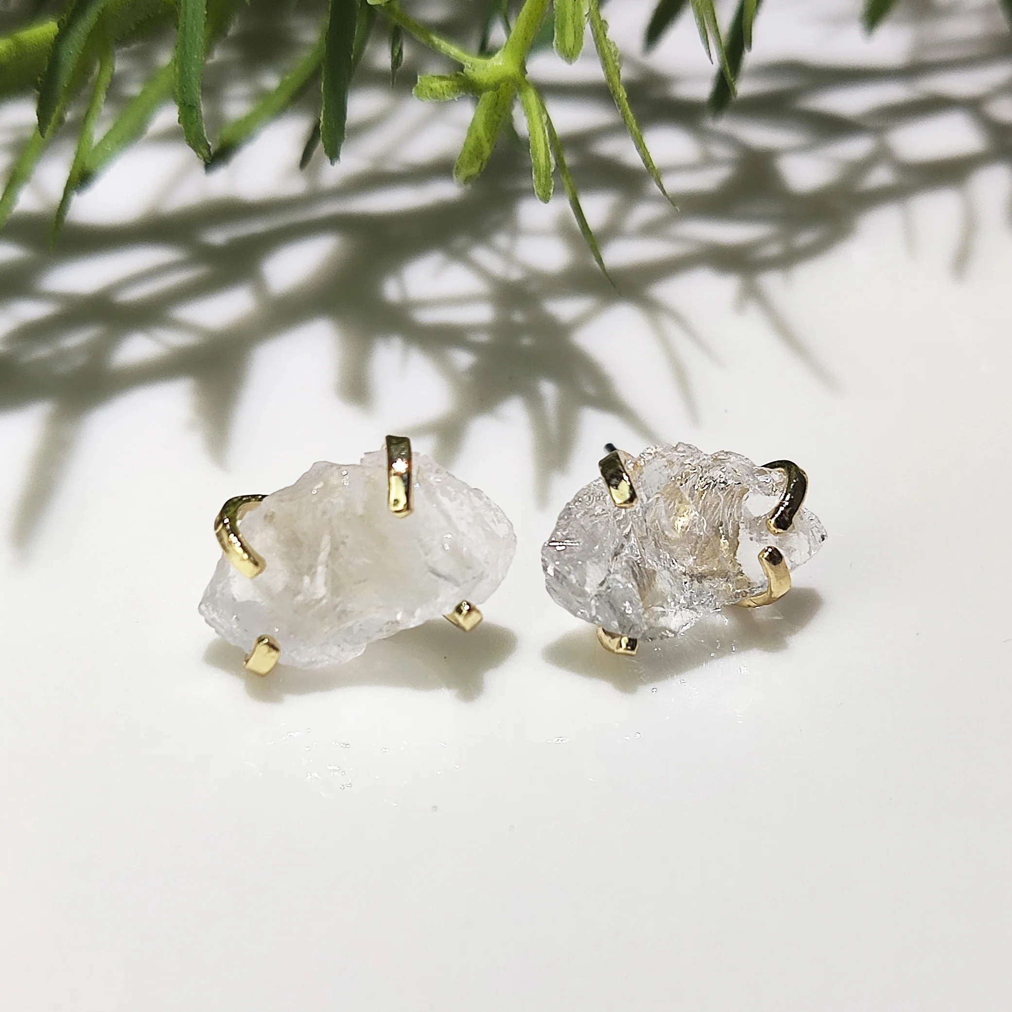 Raw Crystal Stud Earring, Gemstone Earrings, Rough Crystal Jewelry, Boho Jewelry, Raw Gemstones Gift for Her