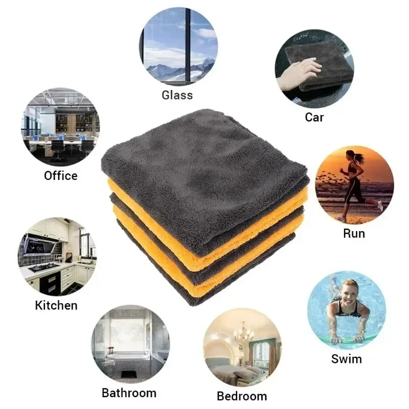 40X40cm High-end Microfiber Towels Thickened Auto Home Detailing Water Drying Cloth Cleaning Tools Car Care Wash Accessories