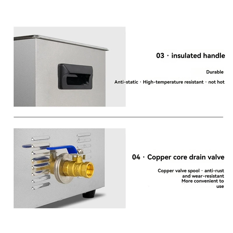 B58B-0.8L Knob Ultrasonic Cleaner 304 Stainless Steel Ultrasonic Cleaning Machine Adjustable Time And Temperature