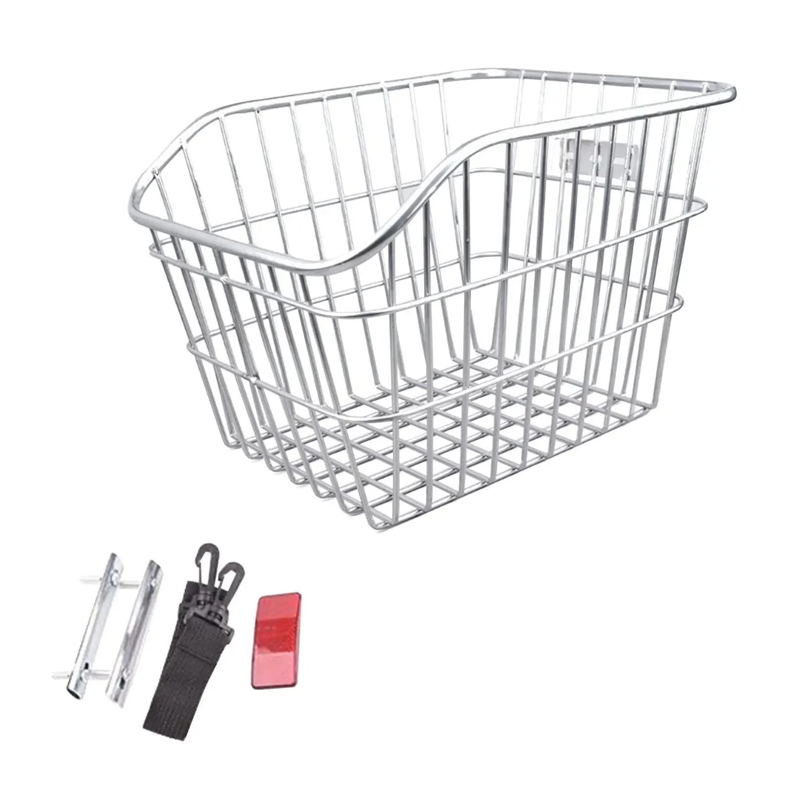 Bike Rear Basket Silver Storage Iron Wire Lightweight Cycling Rack Basket for