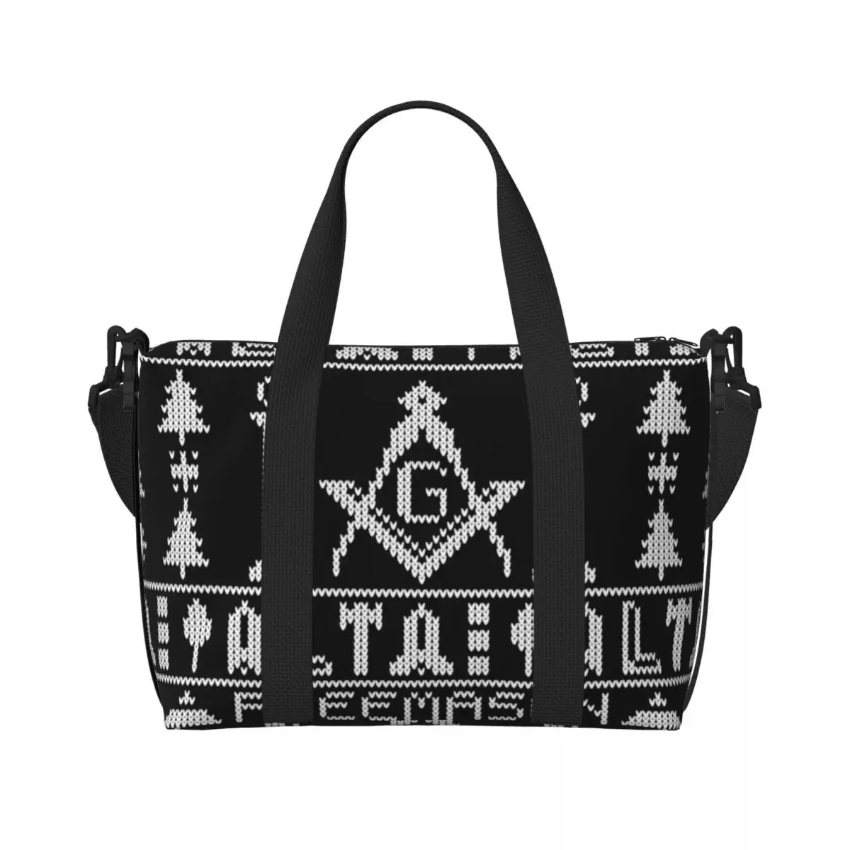 

Изготовленная на заказ масонская сумка-тоут с масонским узором, женская большая вместительная спортивная пляжная дорожная сумка на плечо